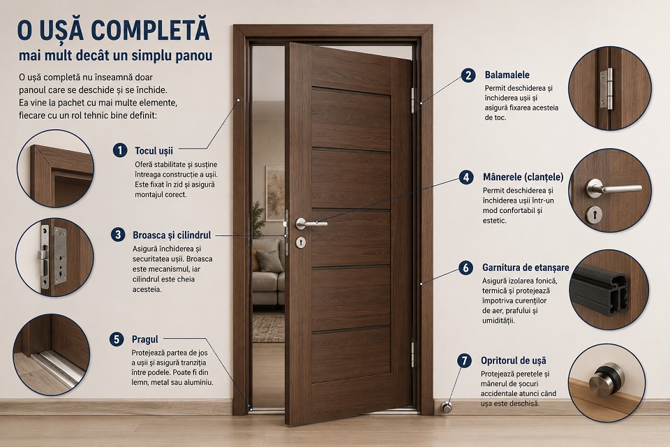 Accesorii pentru montarea unei uși de apartament